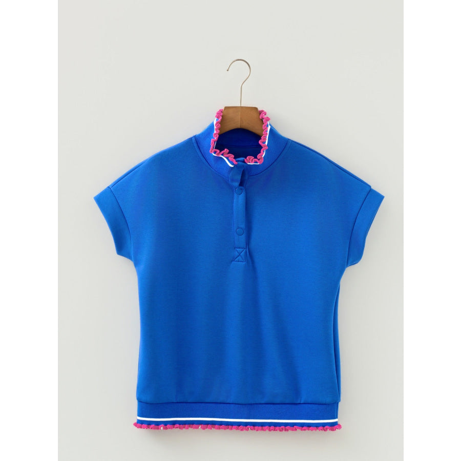 Contrast Trim Short Sleeve Top Apparel and Accessories