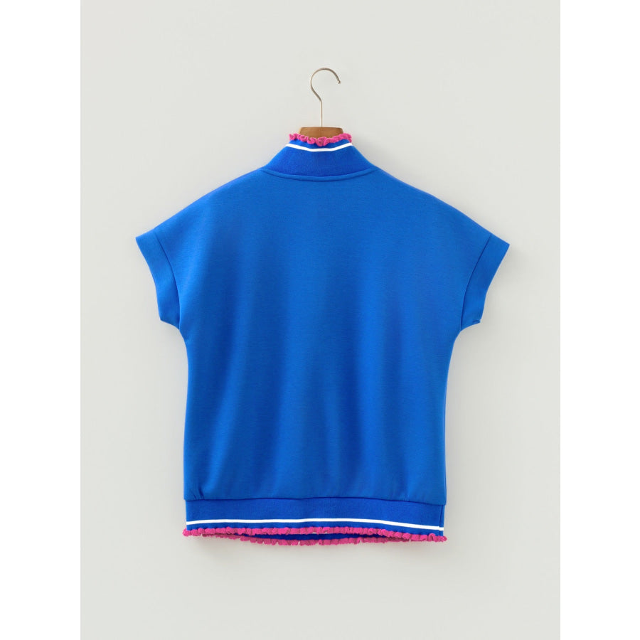 Contrast Trim Short Sleeve Top Apparel and Accessories