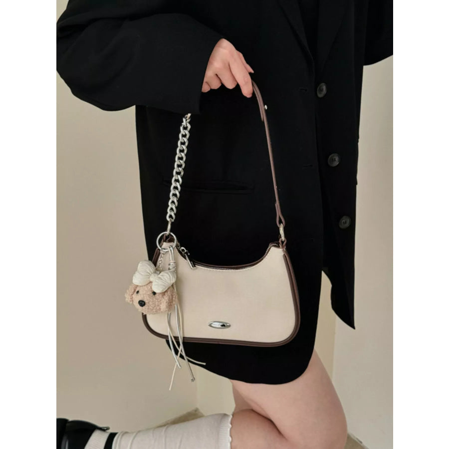 Contrast Trim Shoulder Bag Off-white / One Size Apparel and Accessories