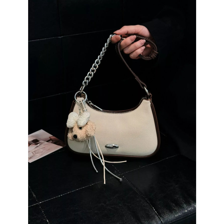 Contrast Trim Shoulder Bag Off-white / One Size Apparel and Accessories