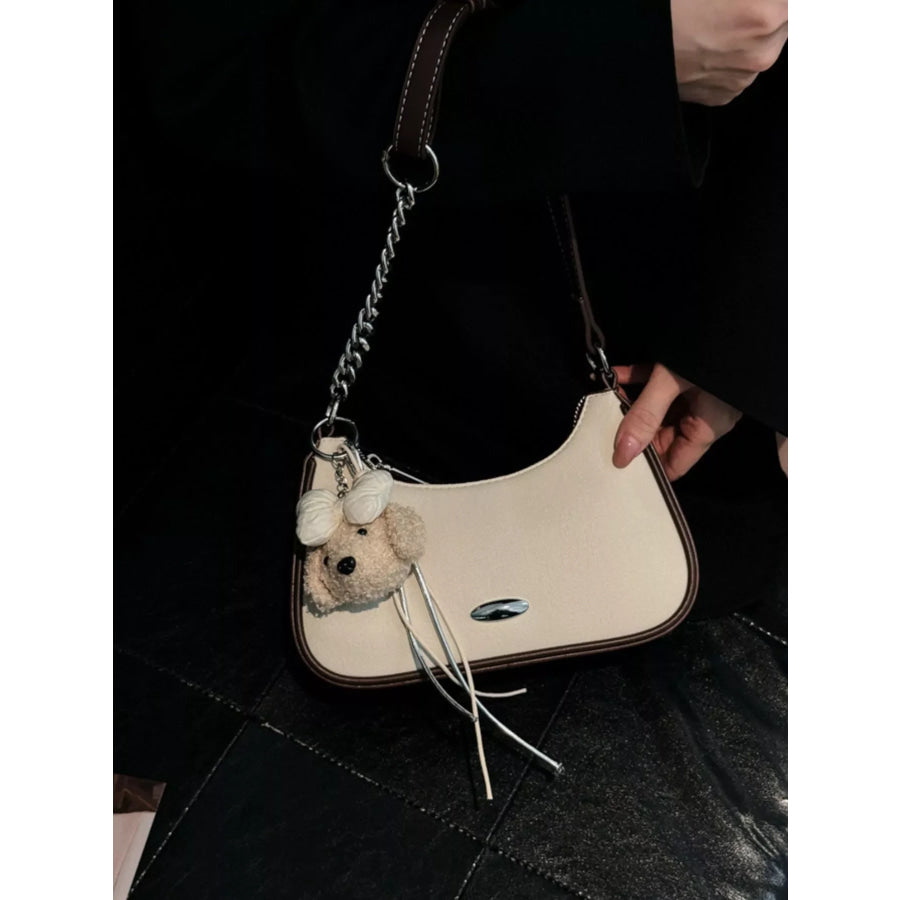 Contrast Trim Shoulder Bag Off-white / One Size Apparel and Accessories
