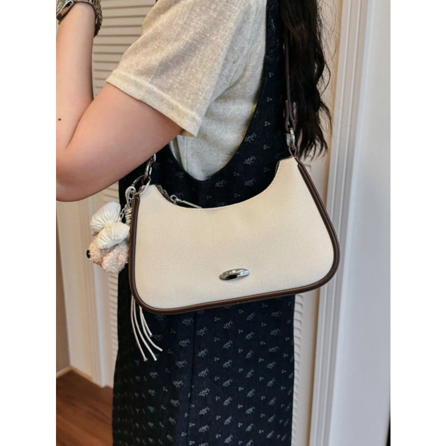 Contrast Trim Shoulder Bag Off-white / One Size Apparel and Accessories