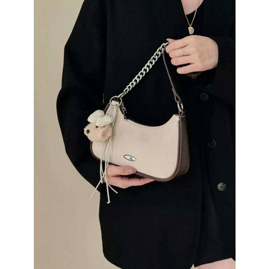 Contrast Trim Shoulder Bag Off-white / One Size Apparel and Accessories