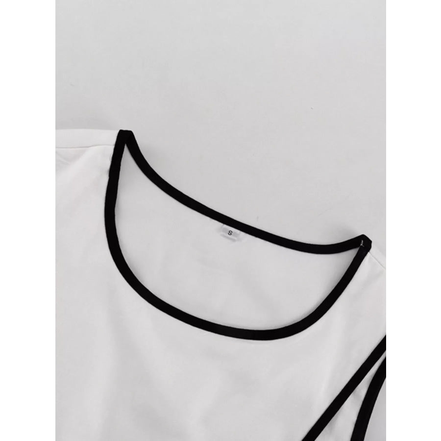 Contrast Trim Sleeveless Top and Wide-Leg Pants Set Apparel and Accessories