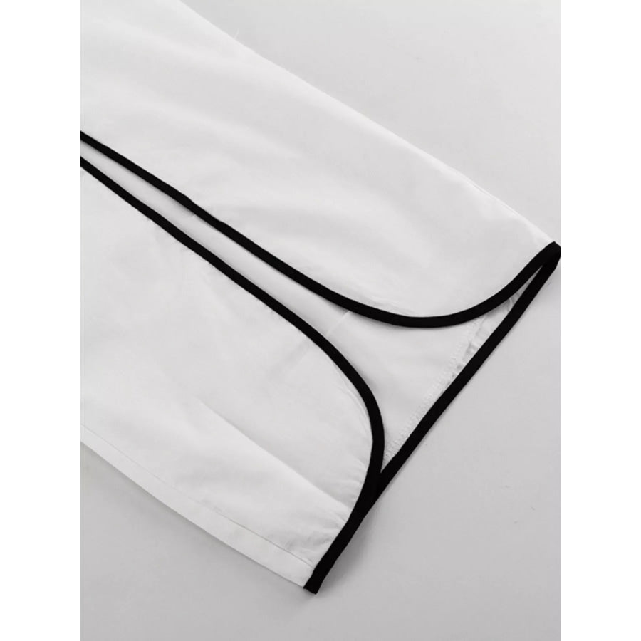 Contrast Trim Sleeveless Top and Wide-Leg Pants Set Apparel and Accessories