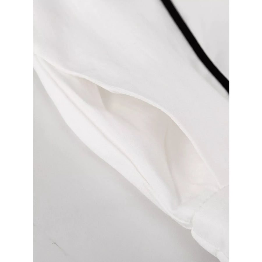 Contrast Trim Sleeveless Top and Wide-Leg Pants Set Apparel and Accessories