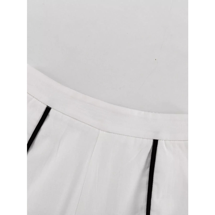 Contrast Trim Sleeveless Top and Wide-Leg Pants Set Apparel and Accessories