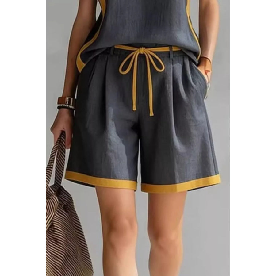 Contrast Trim Tank and Shorts Set Apparel Accessories