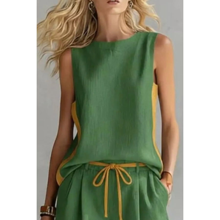 Contrast Trim Tank and Shorts Set Apparel Accessories