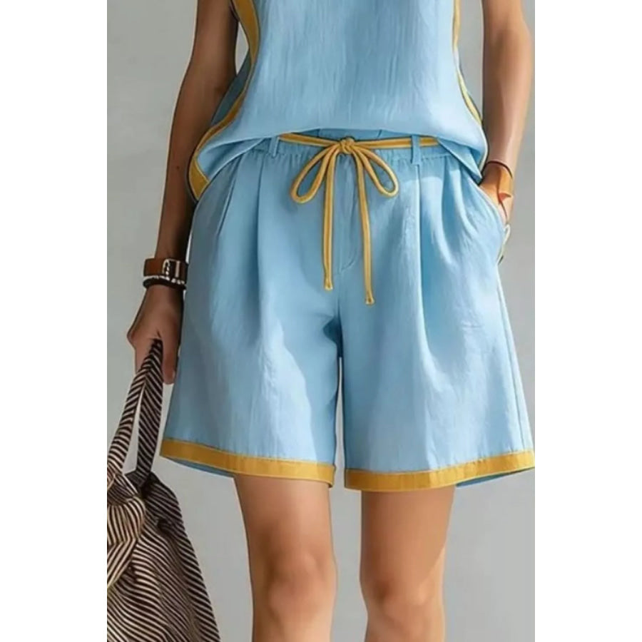 Contrast Trim Tank and Shorts Set Apparel Accessories