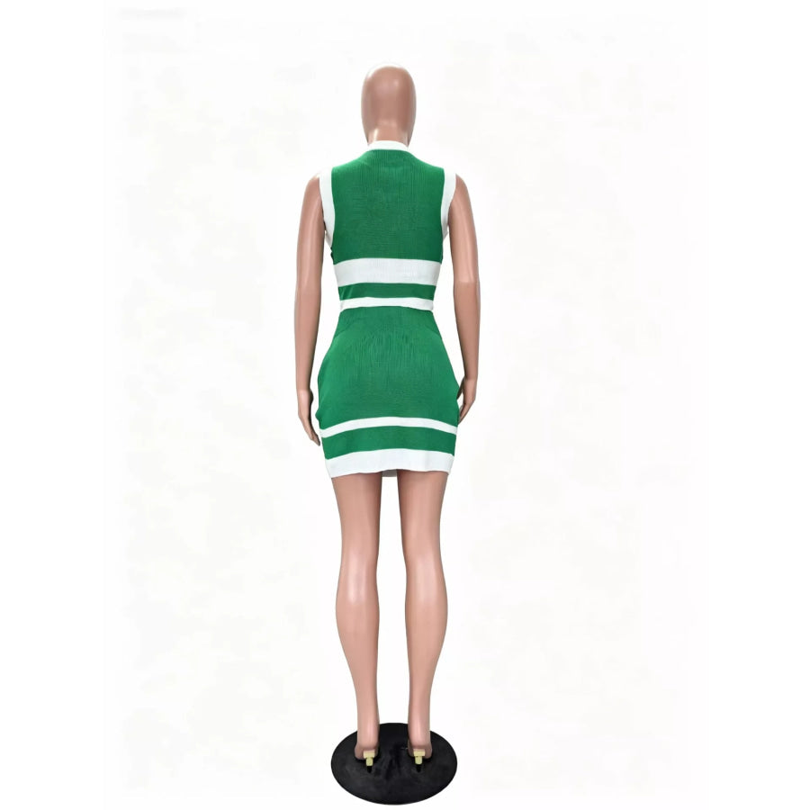 Contrast Trim Tank and Skirt Knit Set Apparel and Accessories