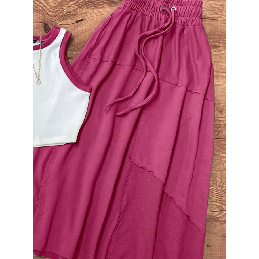 Contrast Trim Tank and Skirt Set Apparel and Accessories