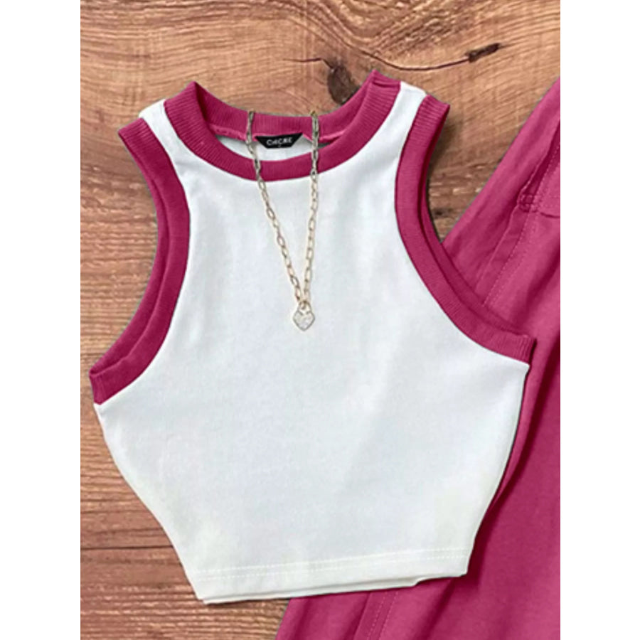 Contrast Trim Tank and Skirt Set Apparel and Accessories