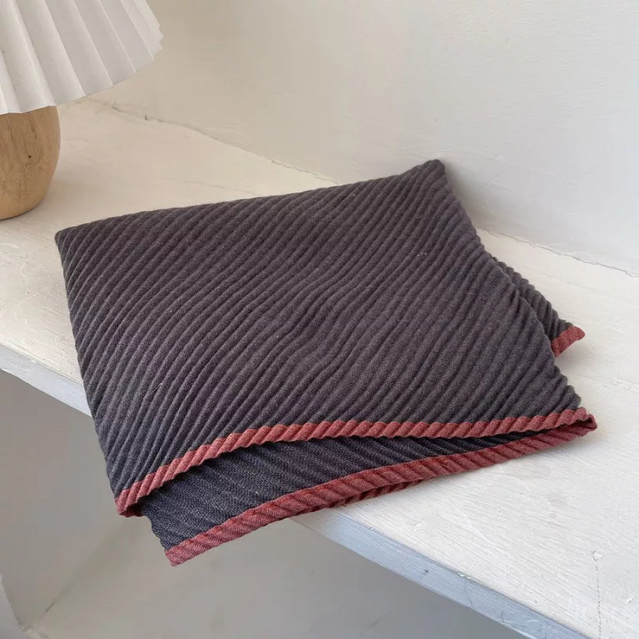 Contrast Trim Texture Warm Scarf Apparel and Accessories