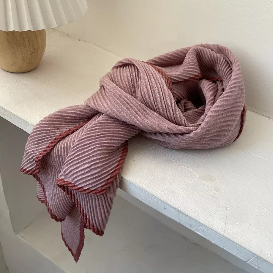 Contrast Trim Texture Warm Scarf Apparel and Accessories