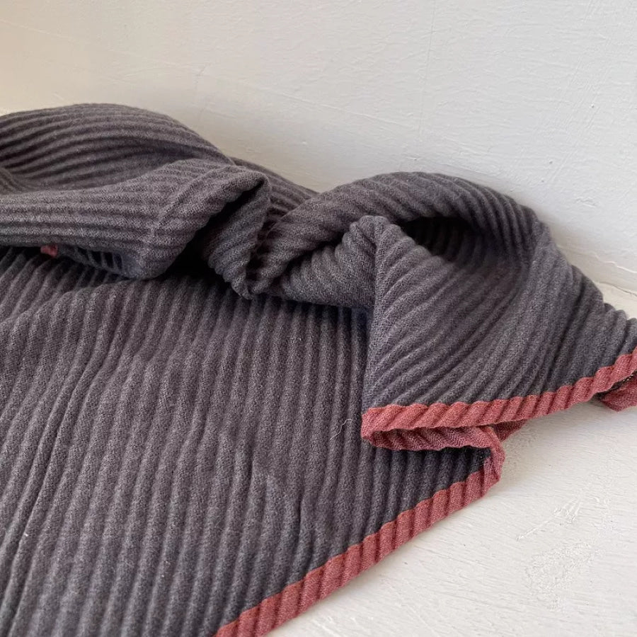 Contrast Trim Texture Warm Scarf Apparel and Accessories