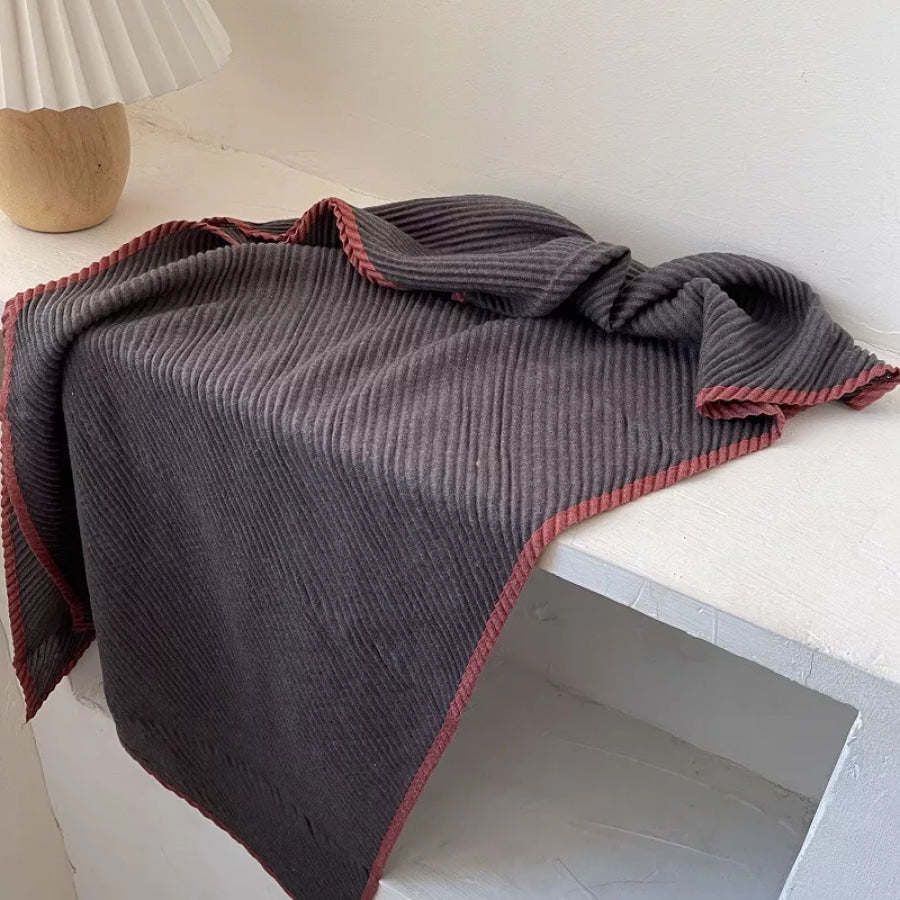 Contrast Trim Texture Warm Scarf Apparel and Accessories
