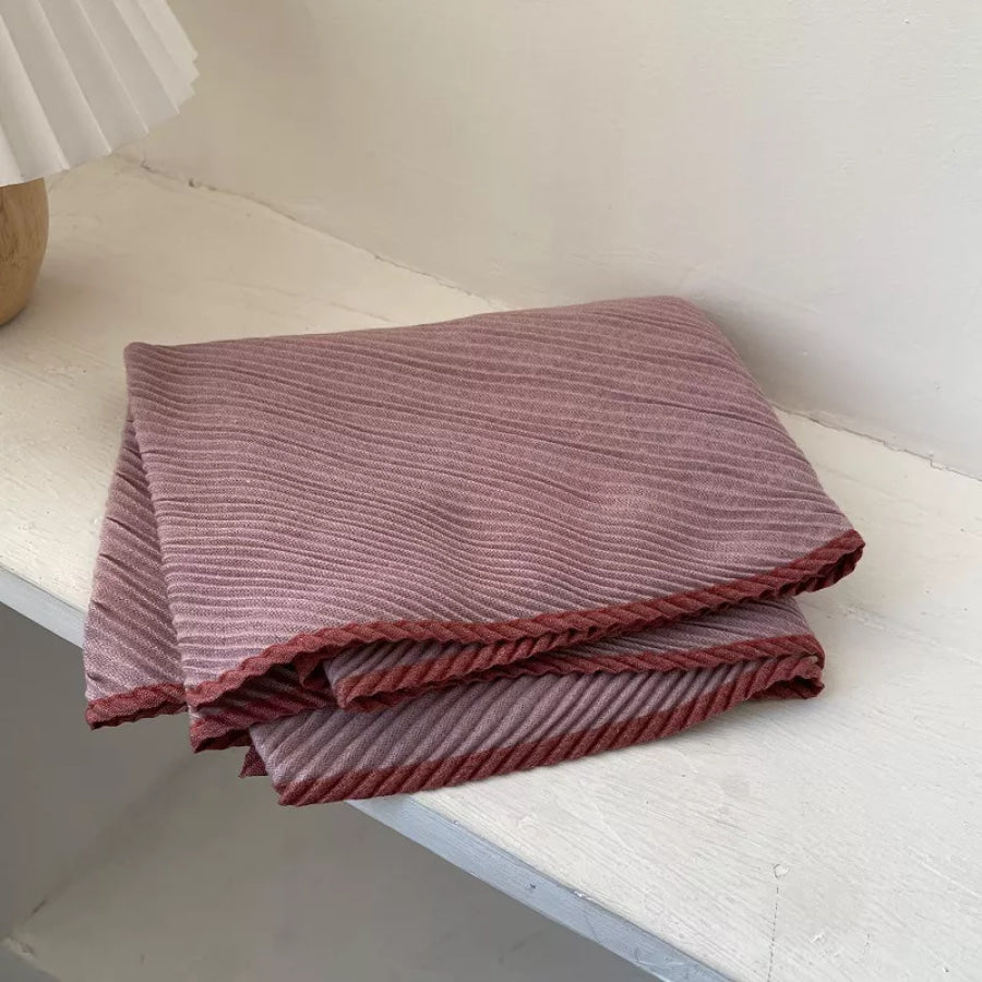 Contrast Trim Texture Warm Scarf Pink / One Size Apparel and Accessories