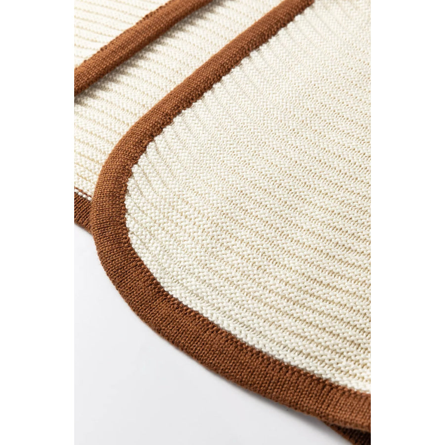 Contrast Trim Tie-Front Sweater Vest Apparel and Accessories