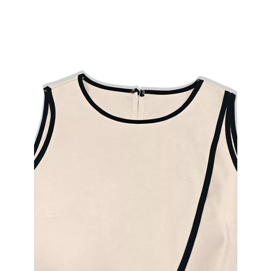 Contrast Trim Top and Wide Leg Pants Set Apparel and Accessories
