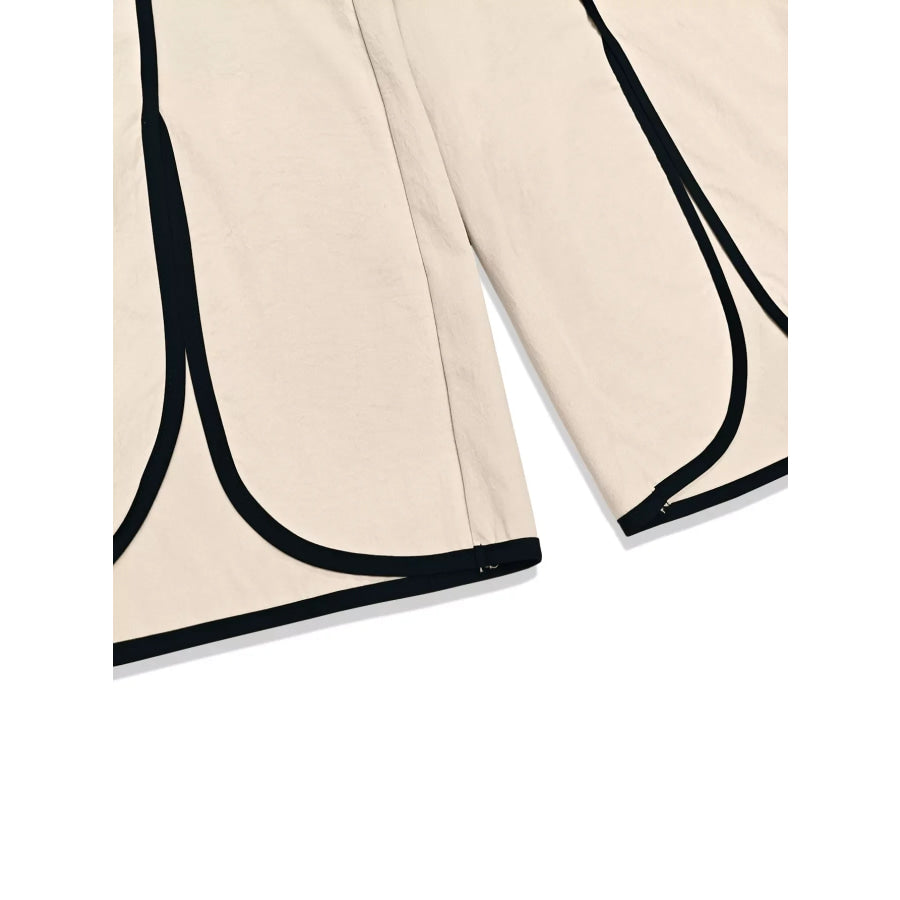 Contrast Trim Top and Wide Leg Pants Set Apparel and Accessories