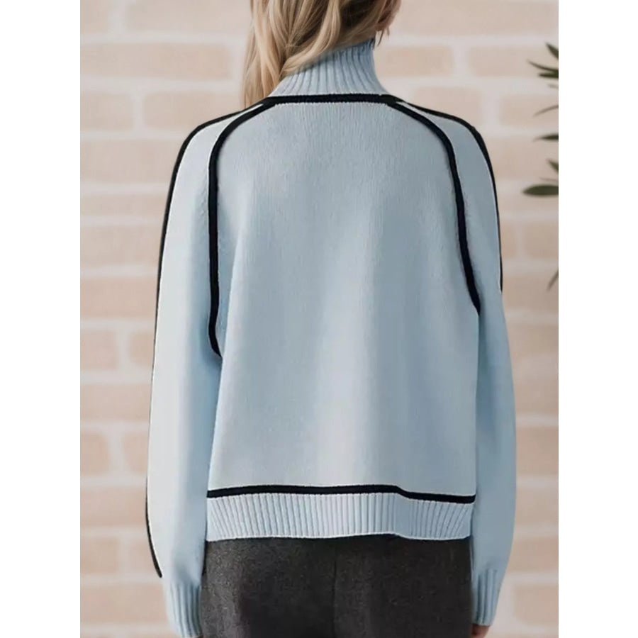 Contrast Trim Turtleneck Sweater Apparel and Accessories