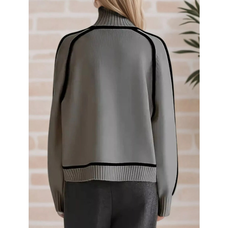 Contrast Trim Turtleneck Sweater Apparel and Accessories