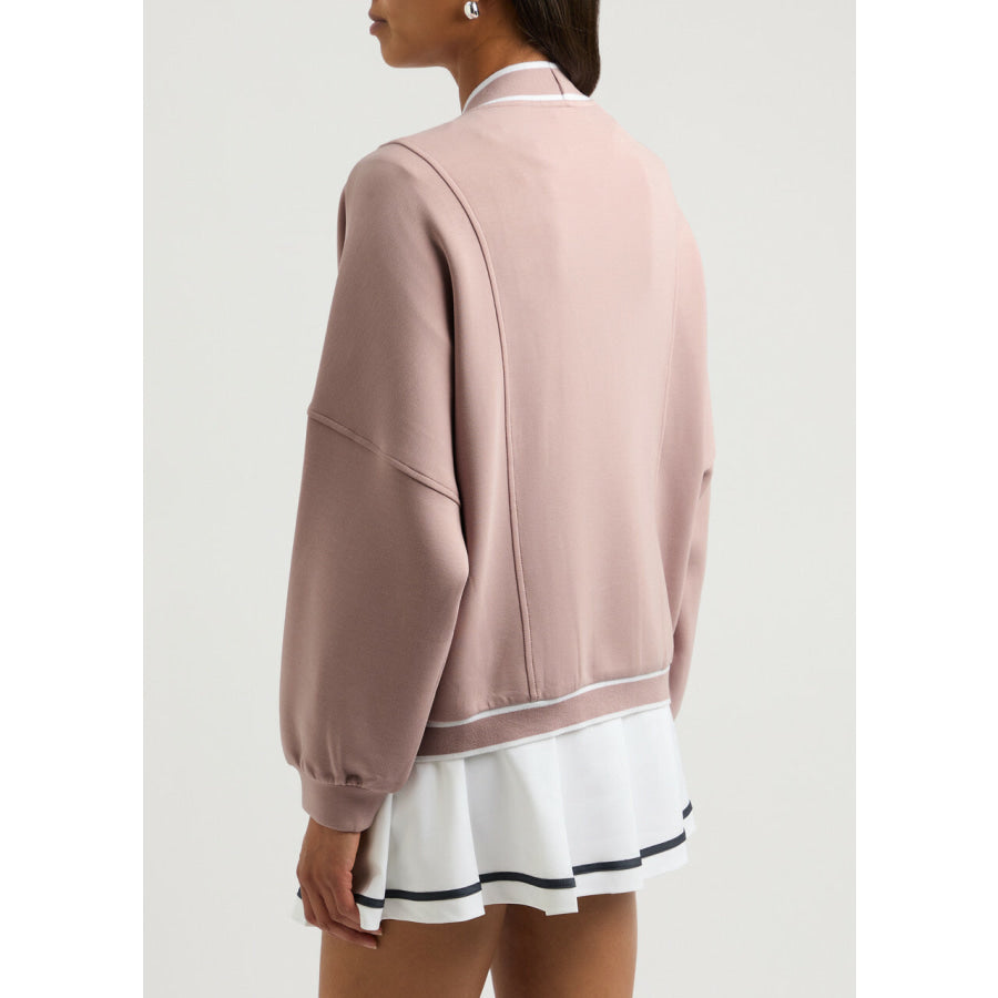 Contrast Trim V Neck Button Up Cardigan Apparel and Accessories