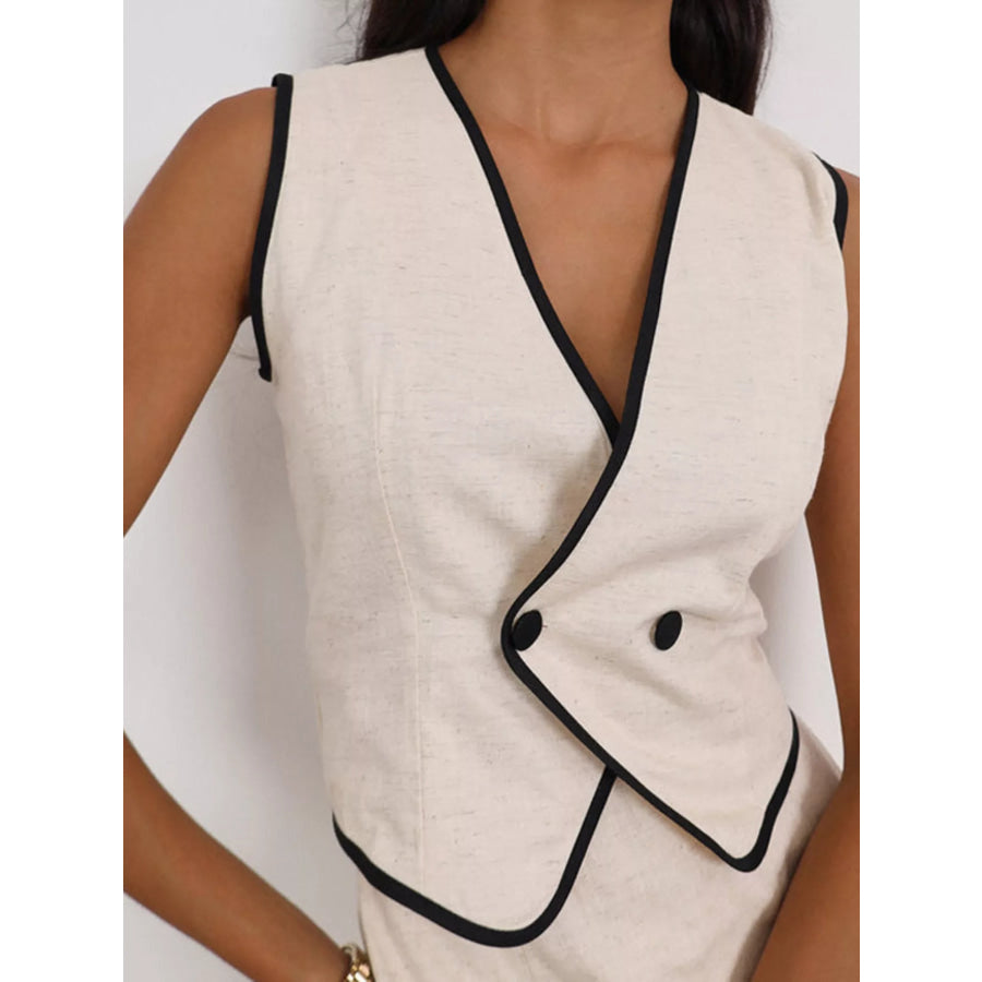 Contrast Trim Vest and Skirt Set Apparel and Accessories