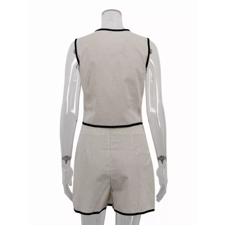 Contrast Trim Vest and Skirt Set Apparel and Accessories