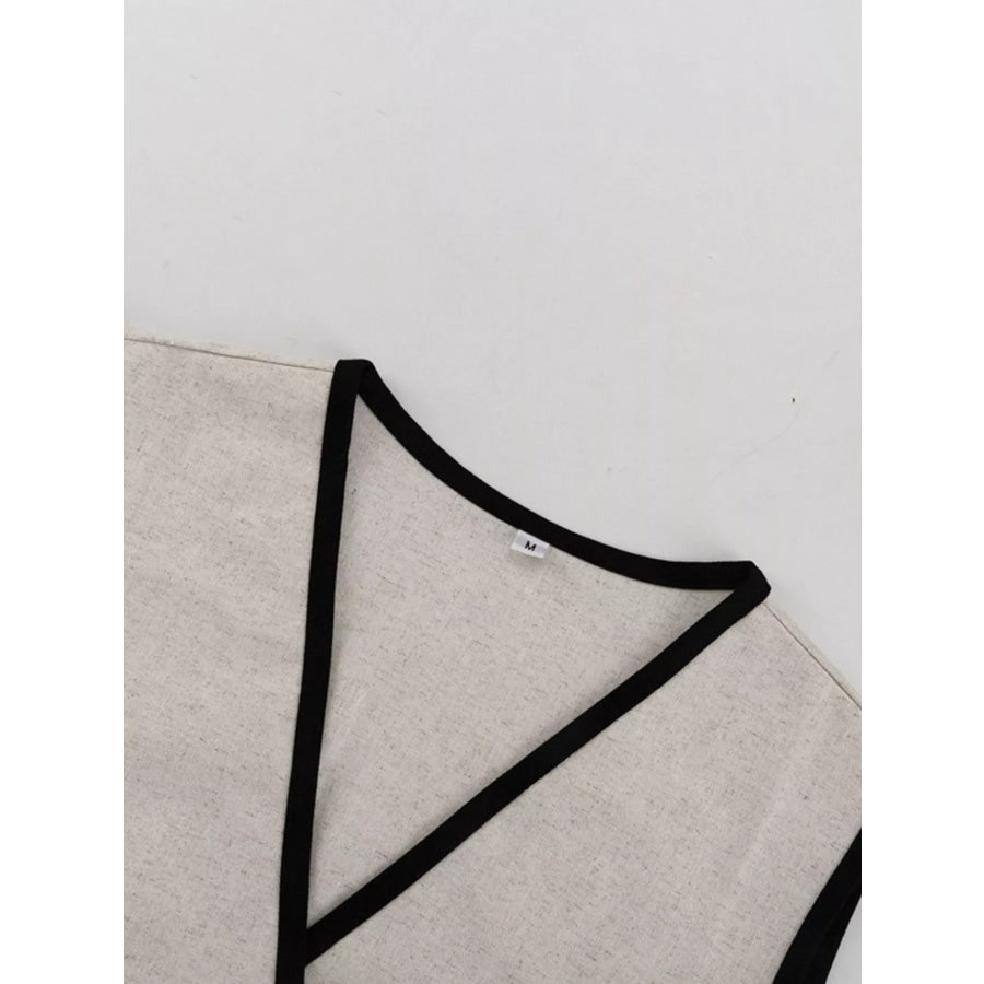 Contrast Trim Vest and Skirt Set Apparel and Accessories