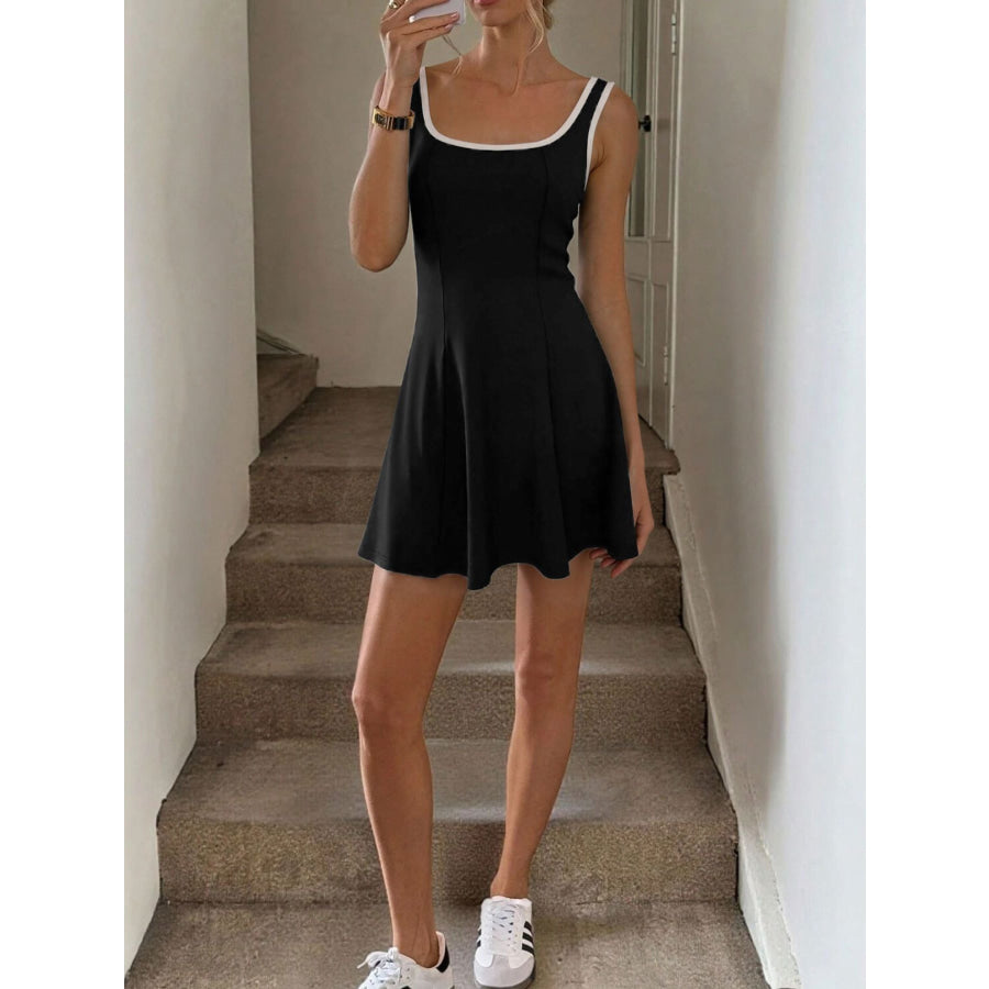 Contrast Trim Wide Strap Dress Apparel and Accessories