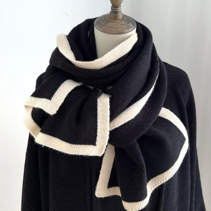 Contrast Trim Winter Scarf Black / One Size Apparel and Accessories