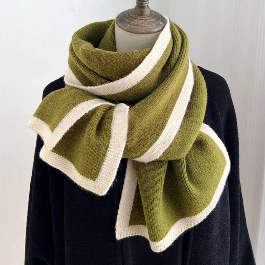 Contrast Trim Winter Scarf Matcha Green / One Size Apparel and Accessories