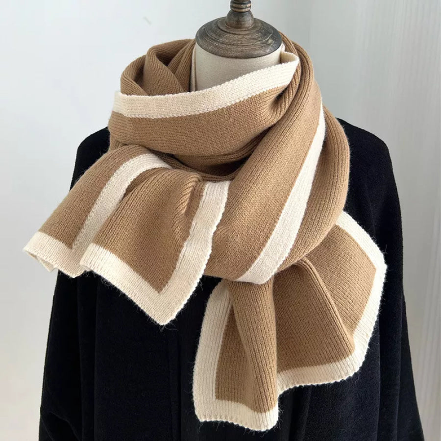 Contrast Trim Winter Scarf Mocha / One Size Apparel and Accessories