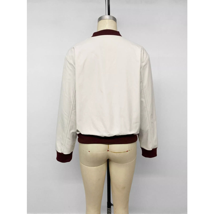 Contrast Trim Zip Up Jacket Apparel and Accessories