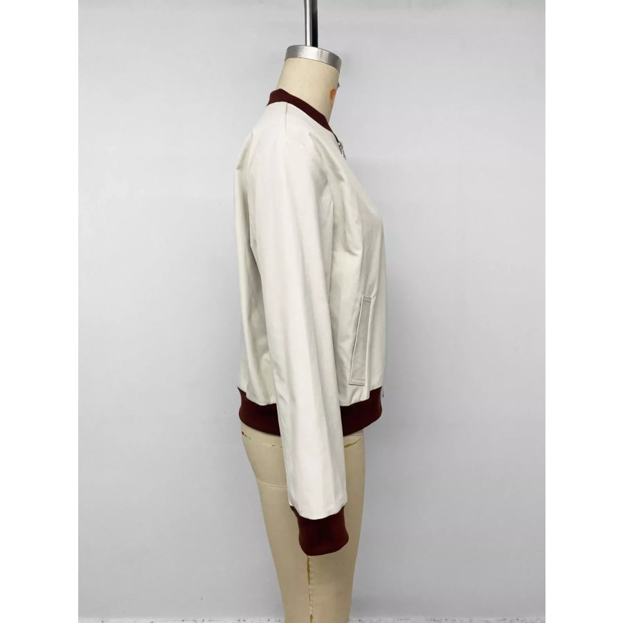 Contrast Trim Zip Up Jacket Apparel and Accessories