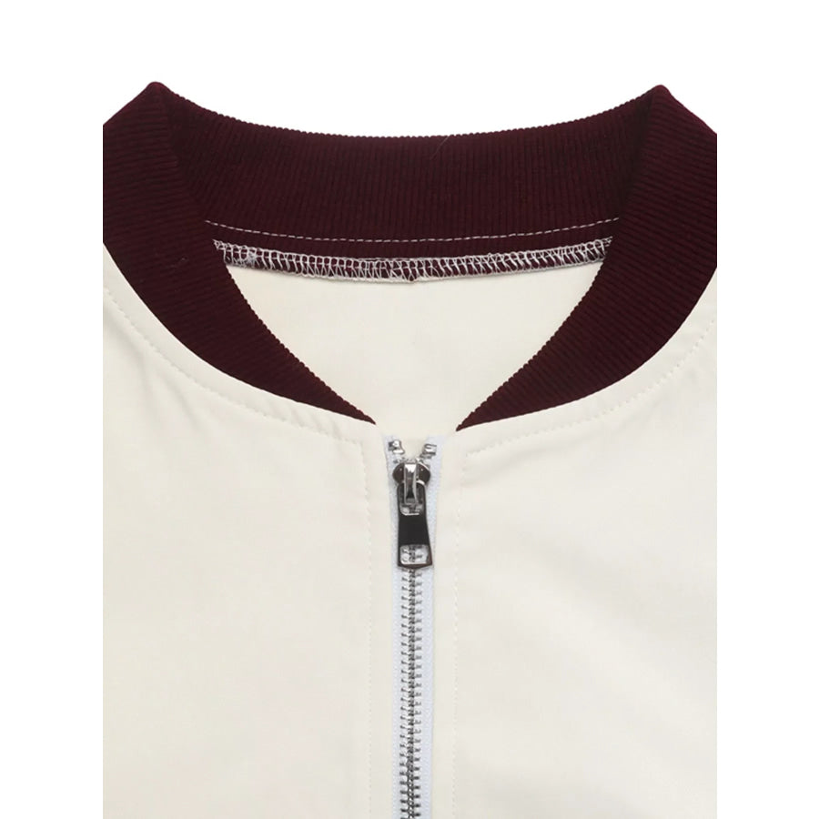Contrast Trim Zip Up Jacket Apparel and Accessories