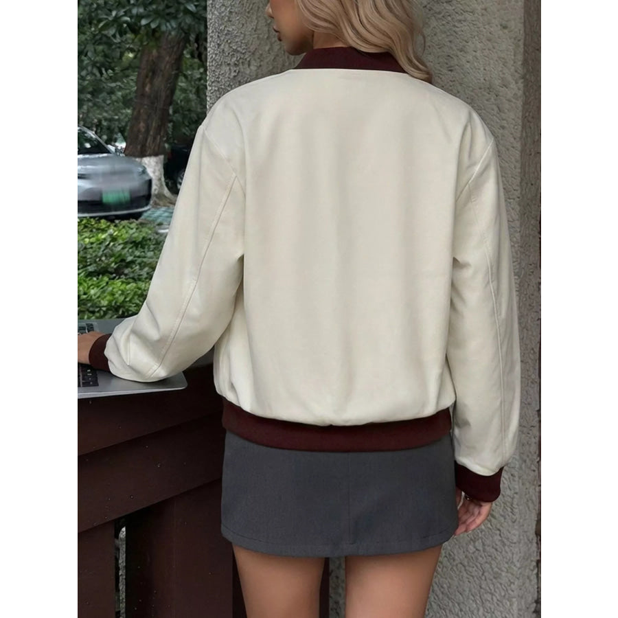 Contrast Trim Zip Up Jacket Apparel and Accessories