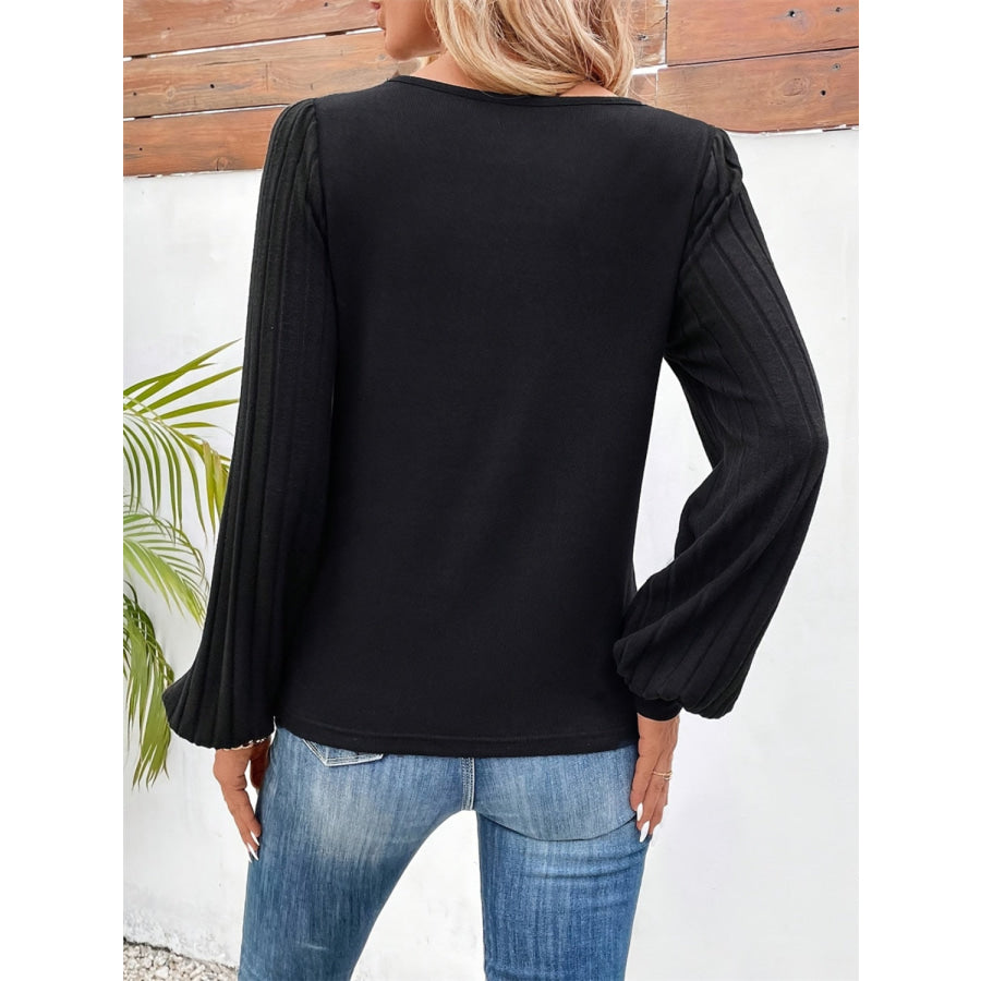 Contrast V-Neck Long Sleeve T-Shirt Apparel and Accessories