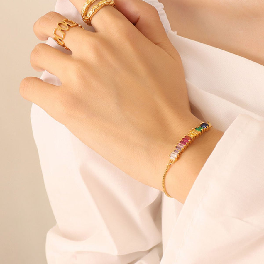 Contrast Zircon Titanium Steel Bracelet Multicolor / One Size Apparel and Accessories