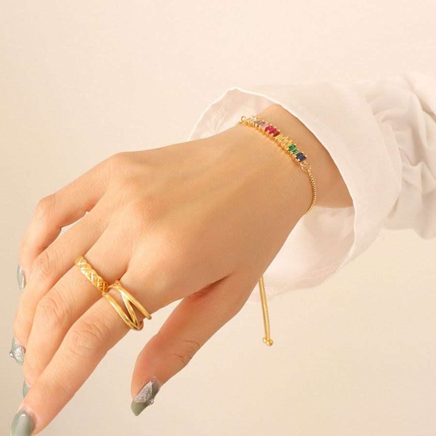 Contrast Zircon Titanium Steel Bracelet Multicolor / One Size Apparel and Accessories