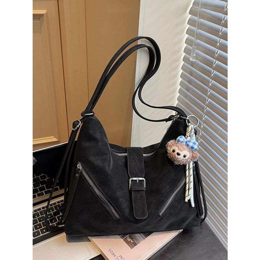 Convertible Buckle Shoulder Bag Black / One Size Apparel and Accessories