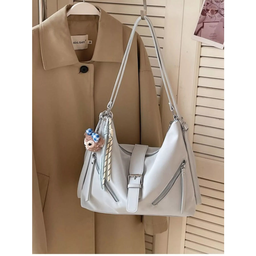 Convertible Buckle Shoulder Bag Light Blue / One Size Apparel and Accessories