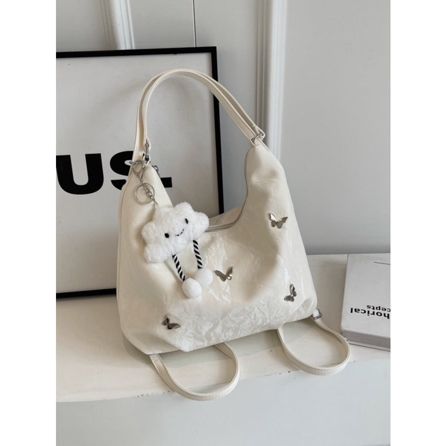 Convertible Cloud Charm Decor Shoulder Bag White / One Size Apparel and Accessories