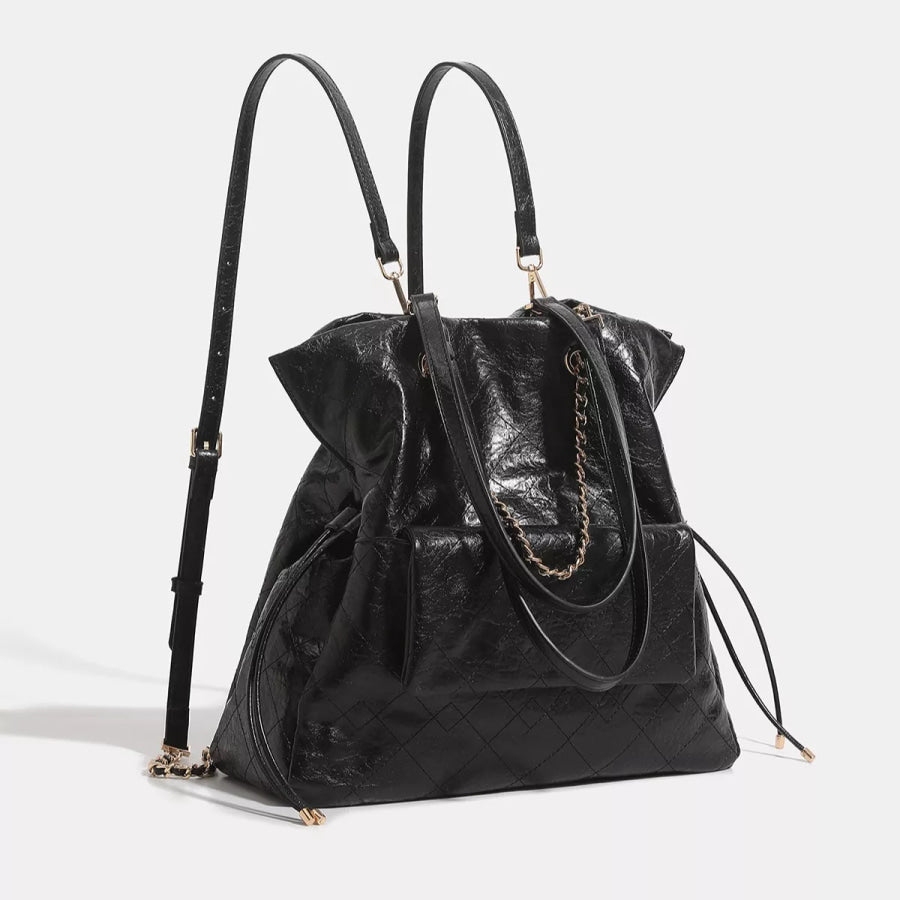 Convertible Drawstring Backpack Bag Black / onesize Apparel and Accessories
