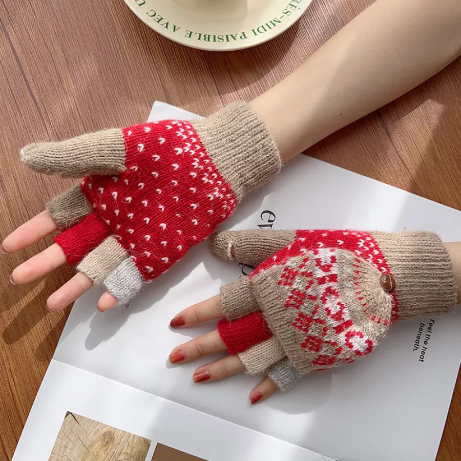 Convertible Knit Gloves with Nordic Pattern Apparel and Accessories
