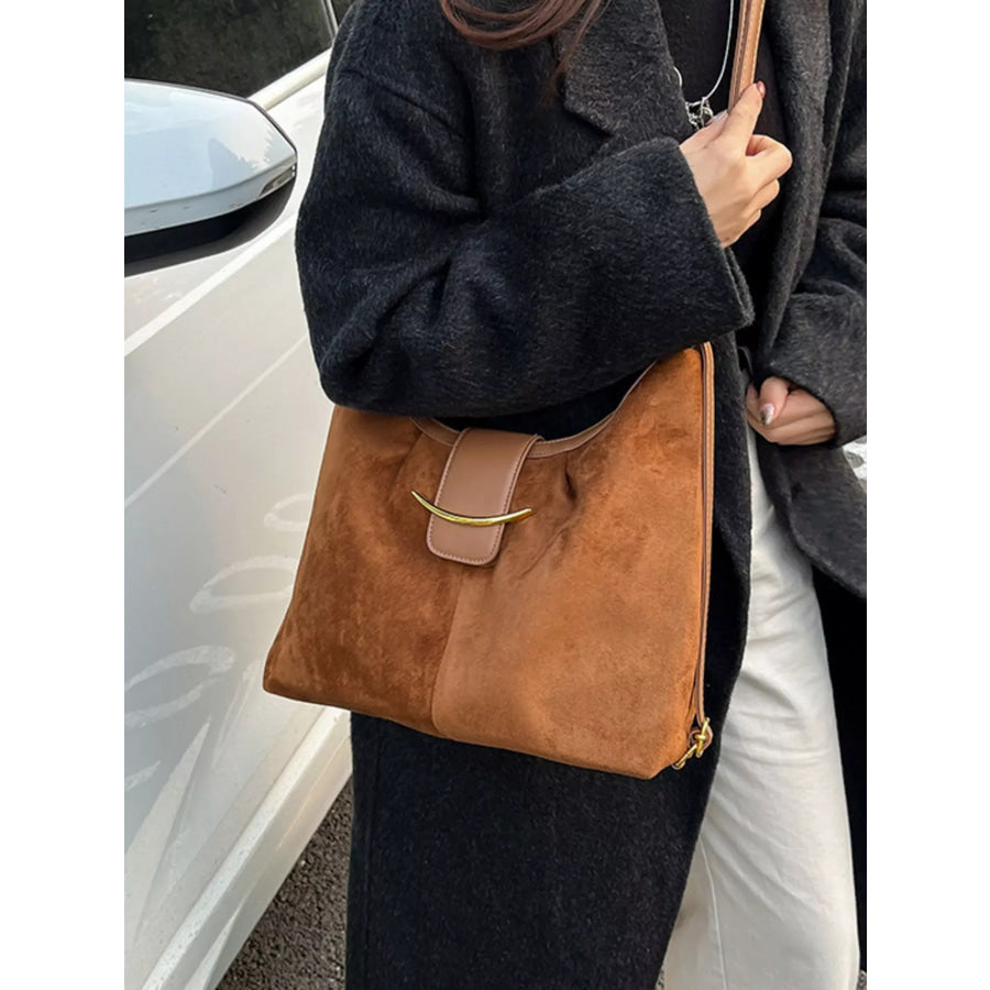 Convertible Suede Backpack Bag with Metal Accent Terracotta / onesize Apparel and Accessories
