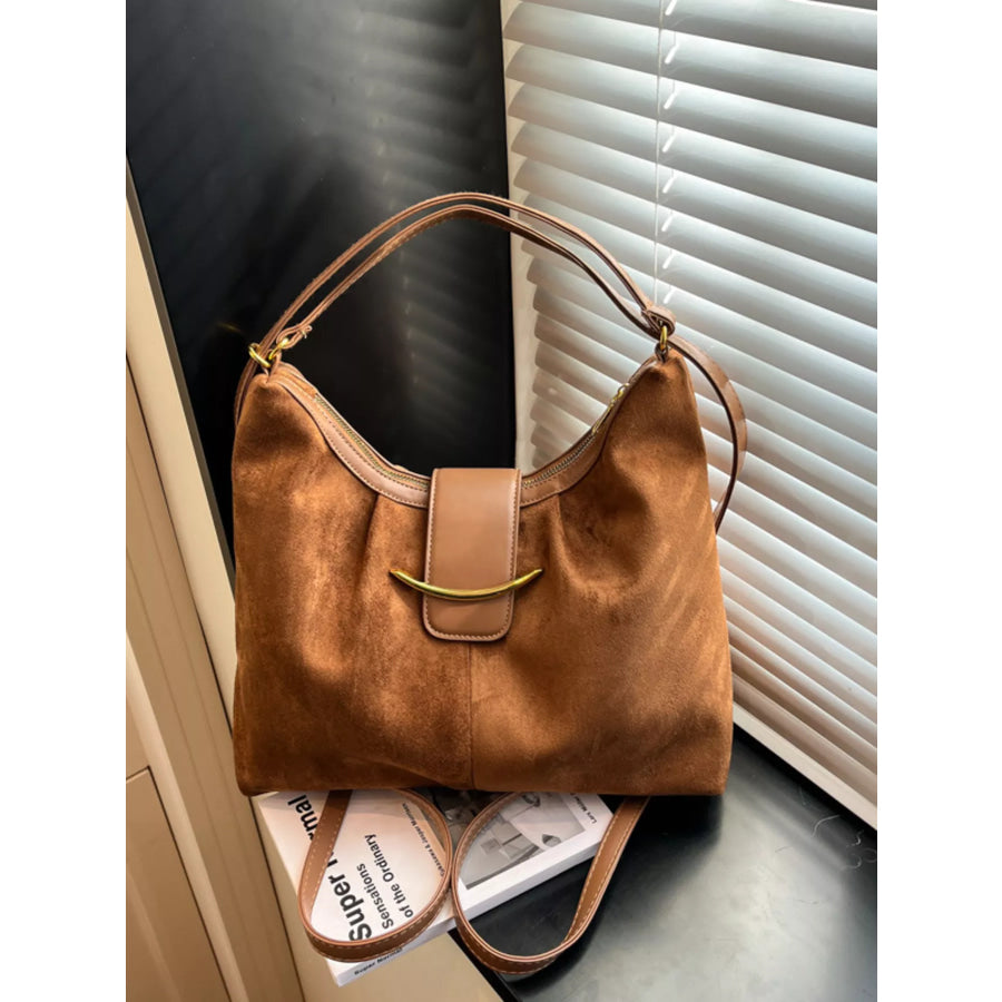 Convertible Suede Backpack Bag with Metal Accent Terracotta / onesize Apparel and Accessories