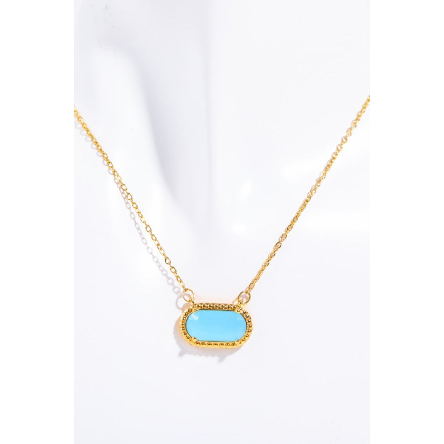 Copper 14K Gold Pleated Pendant Necklace Sky Blue / One Size